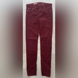 AG Adriano Goldschmied Jeans Womens 28R Burgundy Corduroy Legging Super Skinny